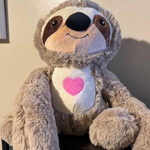 Plush Sloth Toy with Pink Heart